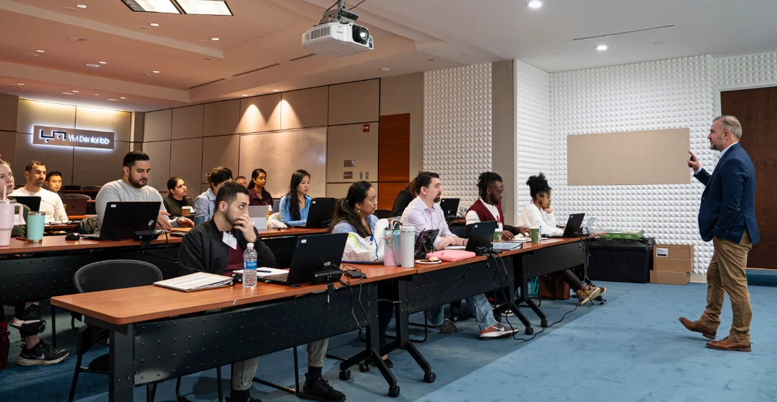 Hands-on class underway in the first-floor auditorium